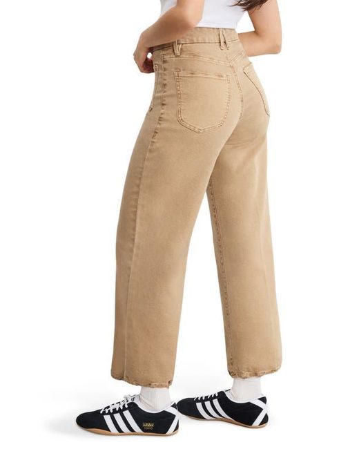 GOOD AMERICAN Natural Patch Pocket Crop Palazzo Jeans