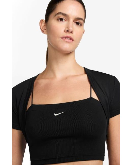 Nike Black Sportswear Chill Rib Crop Camisole & Bolero Set