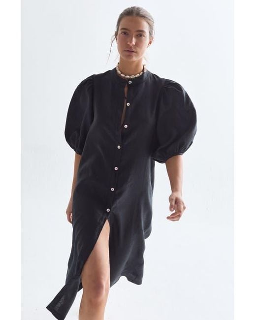 Lanhtropy Blue Bubble Linen Dress