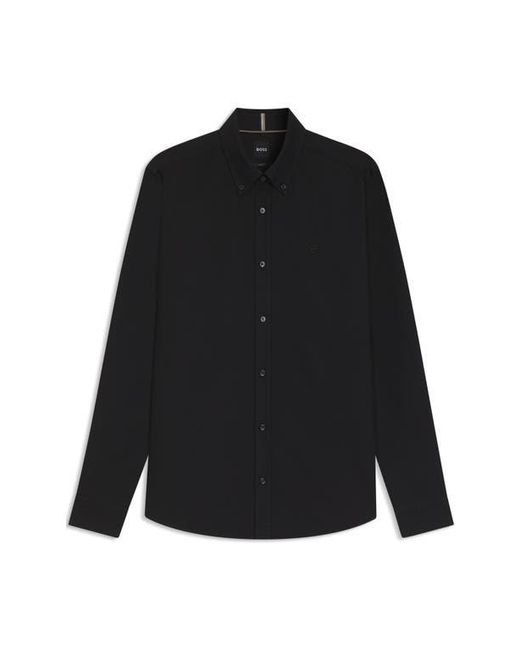 Boss Black Roan Slim Fit Solid Cotton Button-Down Shirt for men