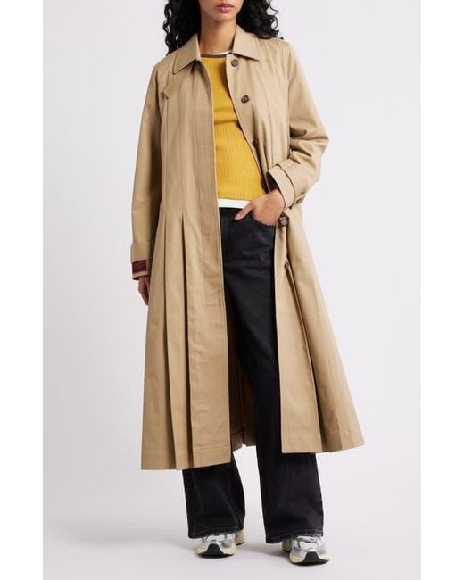 Damson Madder Natural Sofia Pleated Belted Trench Coat