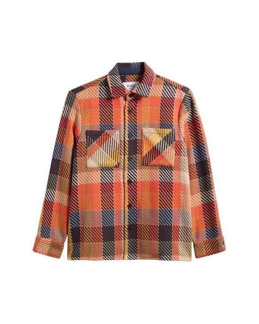 Wax London Orange Whiting Plaid Cotton Blend Overshirt for men