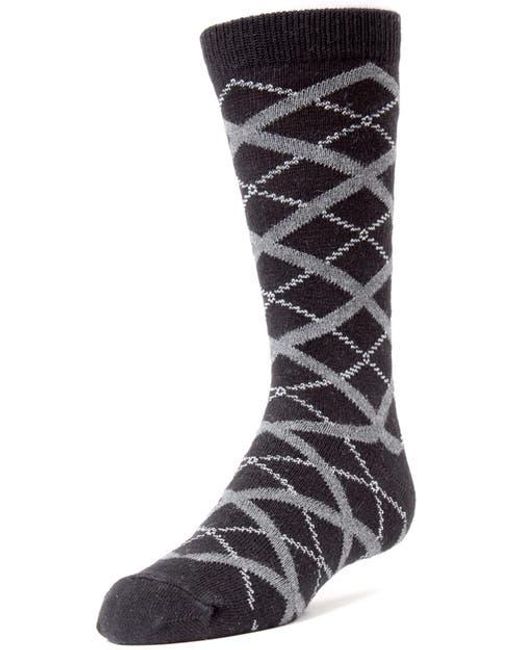 Memoi Black Diamond Interlock Crew Socks for men