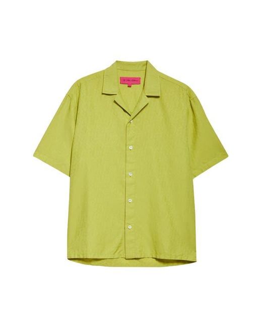 The Elder Statesman Green Silk & Cotton Jacquard Camp Shirt for men