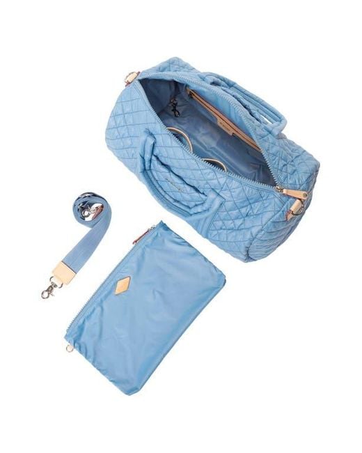 MZ Wallace Blue Morgan Quilted Nylon Duffle Bag