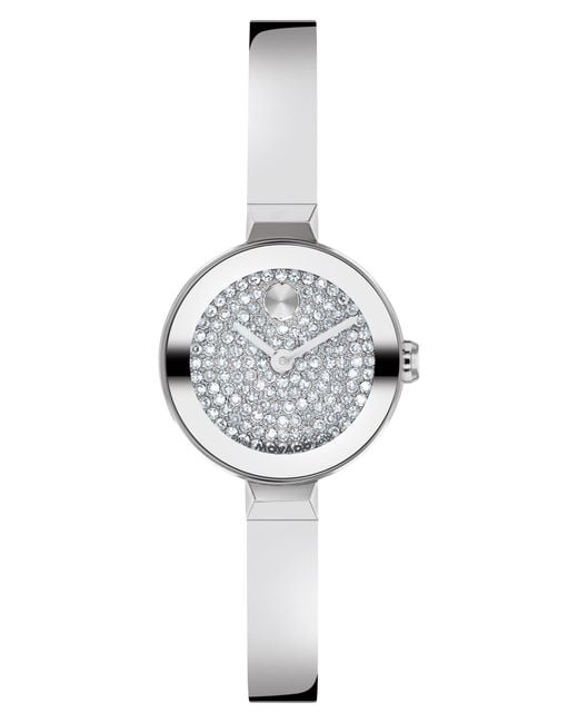 Movado Metallic Bold Bangle Mini Pave Bracelet Watch