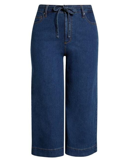 Anne Klein Blue Wide Leg Drawstring Jeans