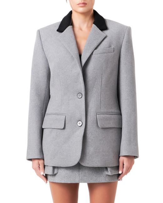 Grey Lab Gray Oversize Wool Blend Blazer