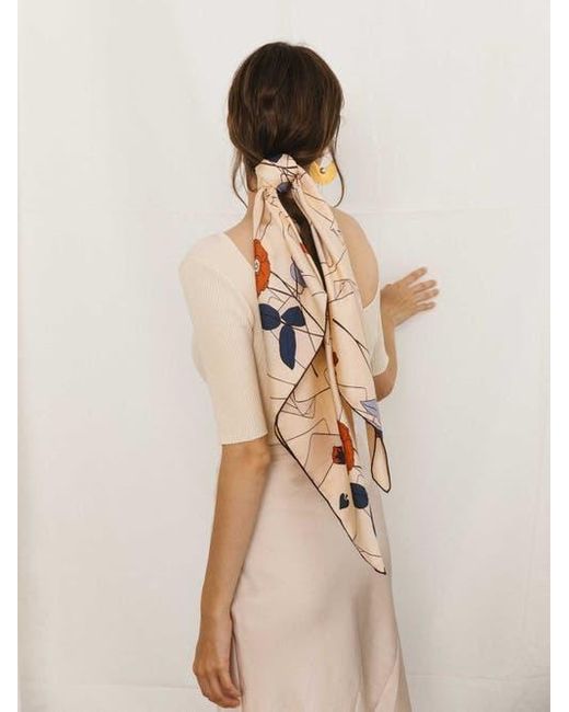 Lost Pattern Natural Camellia Large Silk Square Scarf