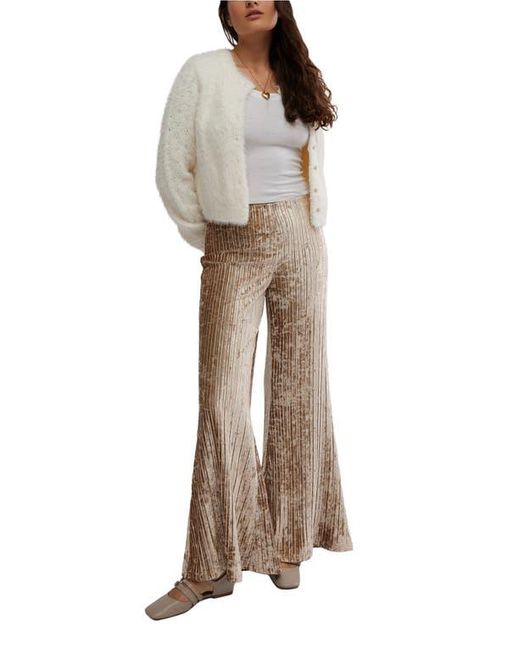 Free People Natural Star Sign Ribbed Wide Leg Velvet Pants