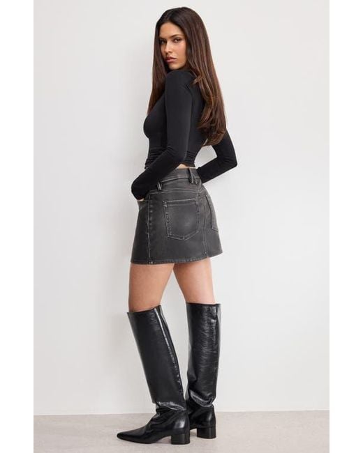 GOOD AMERICAN Black '90S Faux Leather Miniskirt