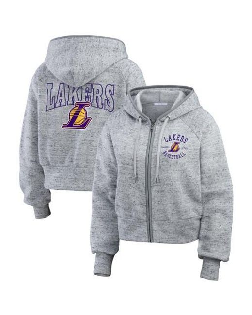 WEAR by Erin Andrews Gray Los Angeles Lakers Speckled Radiator Full-Zip Hoodie