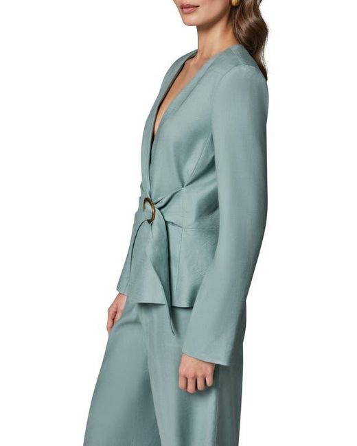 Donna Karan Blue Linen Blend Wrap Jacket