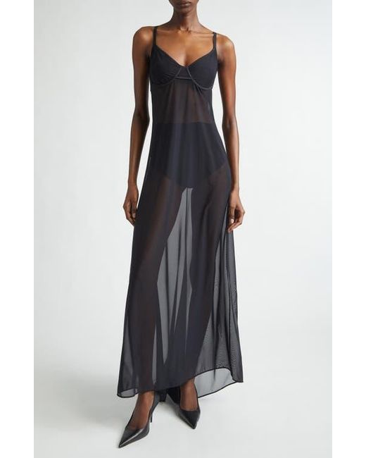 sheer balenciaga dress Balenciaga Naked Sheer Stretch Technical Tulle Dress in Black