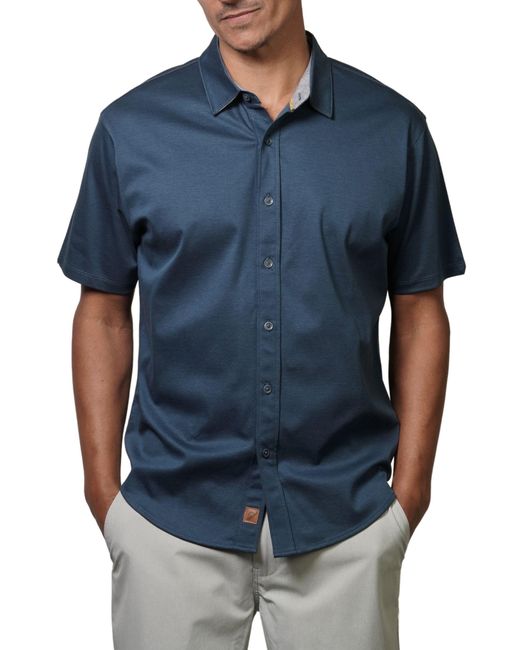 Fundamental Coast Blue Big Wave Short Sleeve Button-up Shirt for men