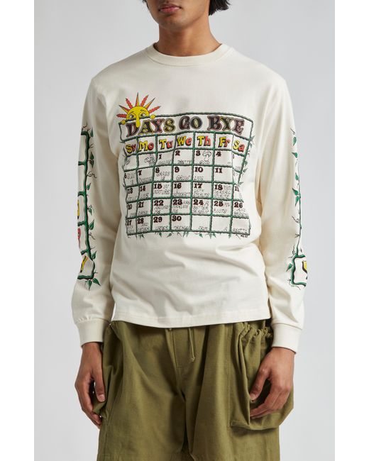STORY mfg. White Grateful Calendar Long Sleeve Graphic T-shirt for men