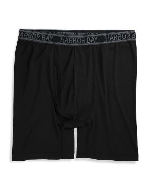 Harbor Bay by DXL Black Performance Solid Boxer Brief for men