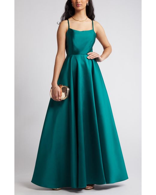 Lulus Green Fête Fantasy Satin A-line Gown