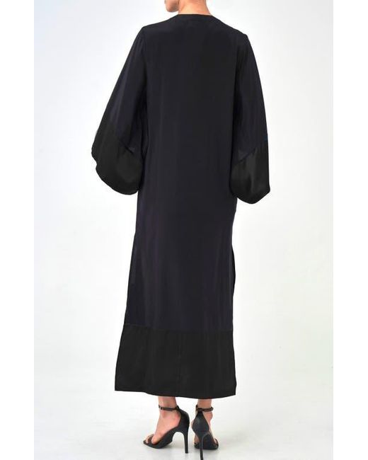 ocean + main Black Kimono Sleeve Silk Dress