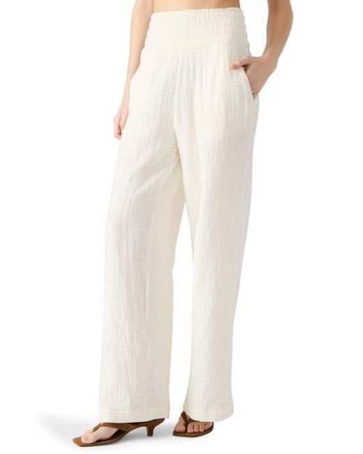 Steve Madden White Pomeline Stretch Cotton Guaze Pants