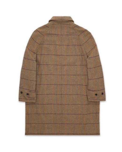 Fortela Brown Stanford Check Wool Double-Faced Single-Breasted Coat for men