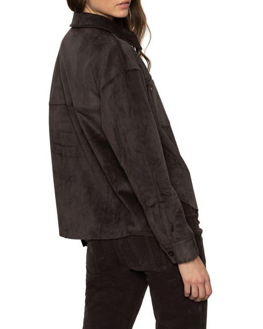 Sanctuary Black Ivy Faux Suede Long Sleeve Button-Up Shirt