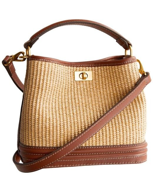 Mango Brown Raffia Effect Bucket Bag
