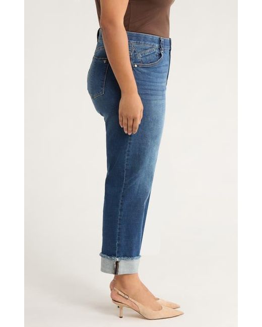 Wit & Wisdom Blue High Waist Frayed Cuff Hem Straight Leg Jeans