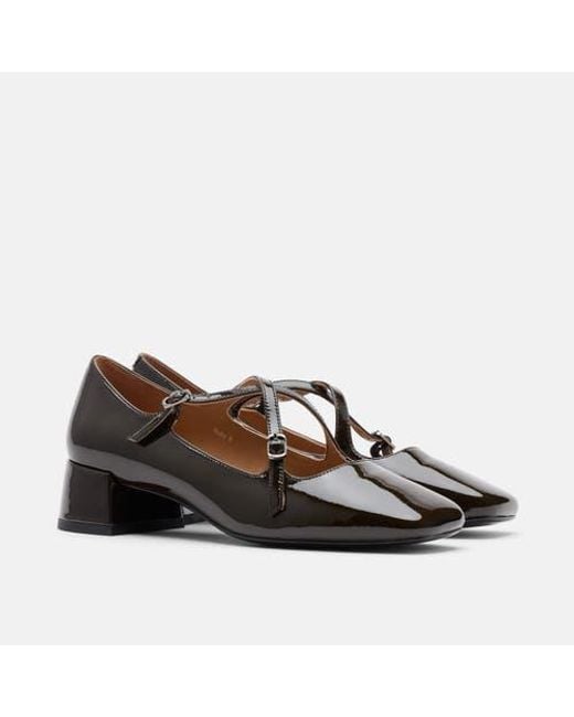 MARC NOLAN Brown Ruby Patent Leather Mary Jane Block Heels