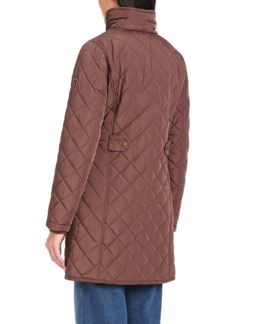 Vince Camuto Brown Water Resistant Quilted Coat With Removable Hood
