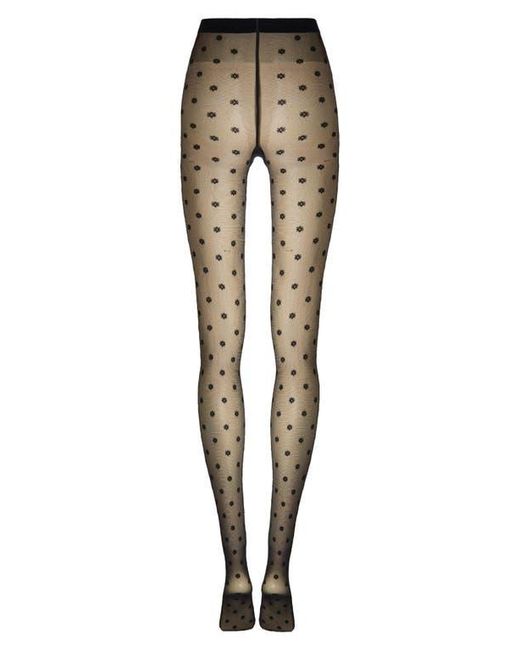 Wolford Black Daisy Sheer Tights