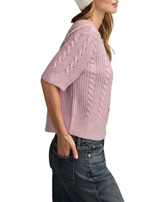 Lucky Brand Red Short Sleeve Cable Cardigan