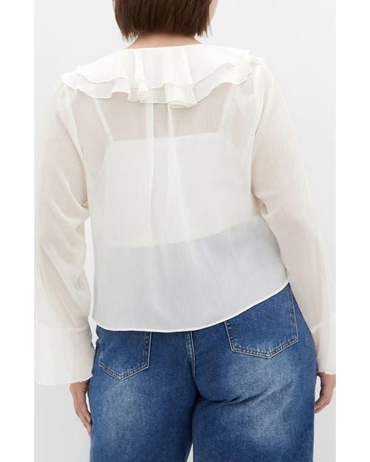 City Chic White Lushious Tiered Ruffle Top