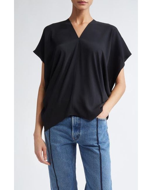 MM6 by Maison Martin Margiela Black Draped Short Sleeve Top