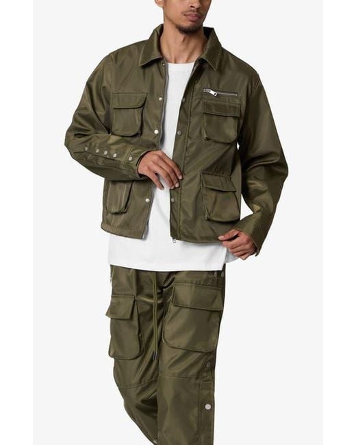MNML Green Snap Cargo Work Jacket for men