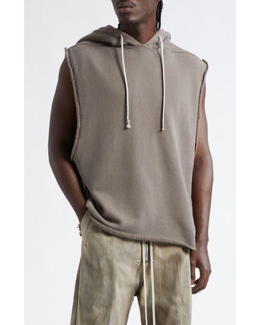 Rick Owens Sleeveless Cotton French Terry Hoodie in Brown for Men 