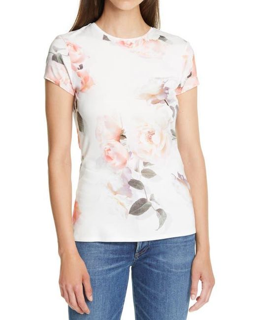 Ted Baker White Chesnot Bouquet Print Fitted T-Shirt