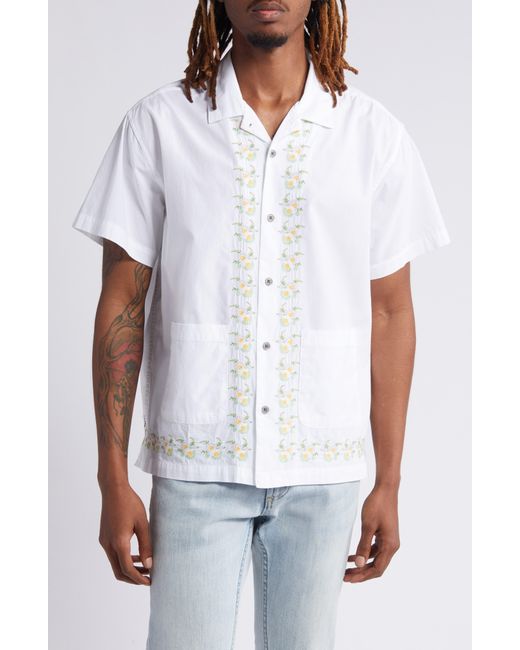 Obey White Tres Embroidered Floral Camp Shirt for men