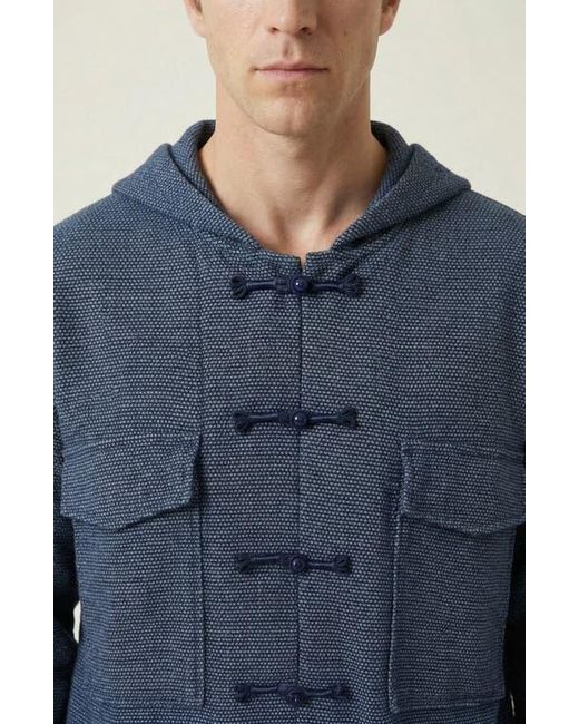Modenaire Blue Toggle Closure Hooded Jacket for men