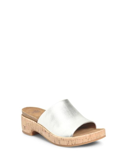 Söfft White Cass Platform Slide Sandal
