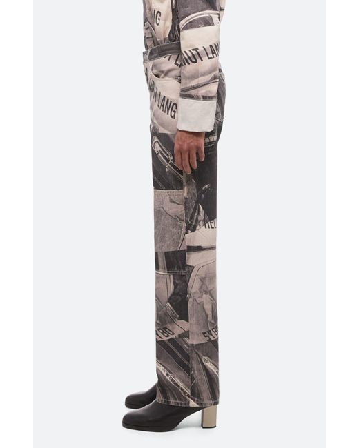 Helmut Lang Multicolor Collage Print Organic Cotton Denim baggy Jeans for men