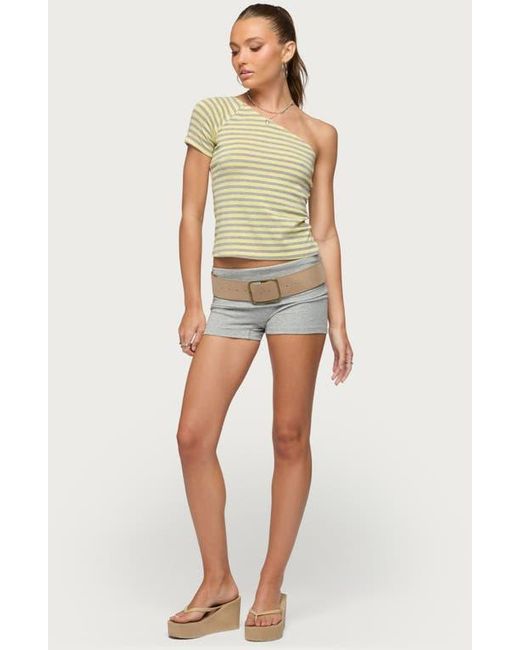 Edikted Green Eulia One-Shoulder Stripe Top