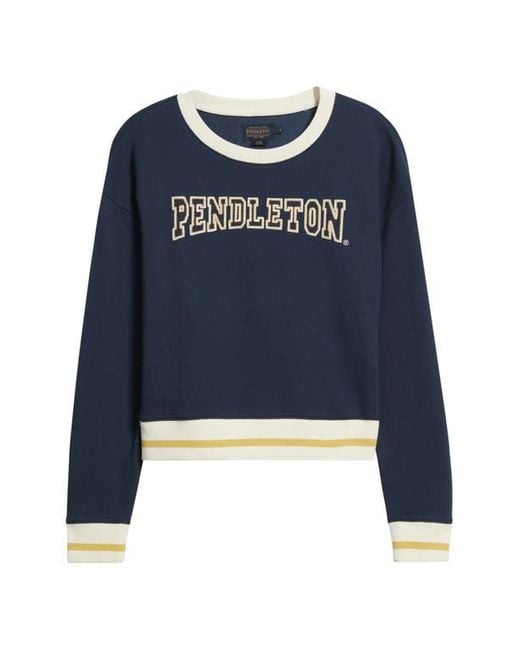 Pendleton Blue Logo Embroidered Cotton French Terry Sweatshirt