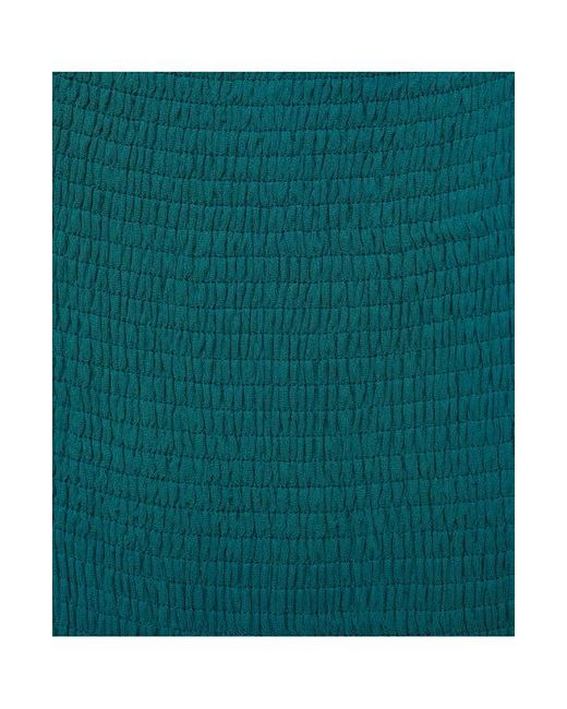 Mango Green Asymmetric Smocked One-Shoulder Midi Dress