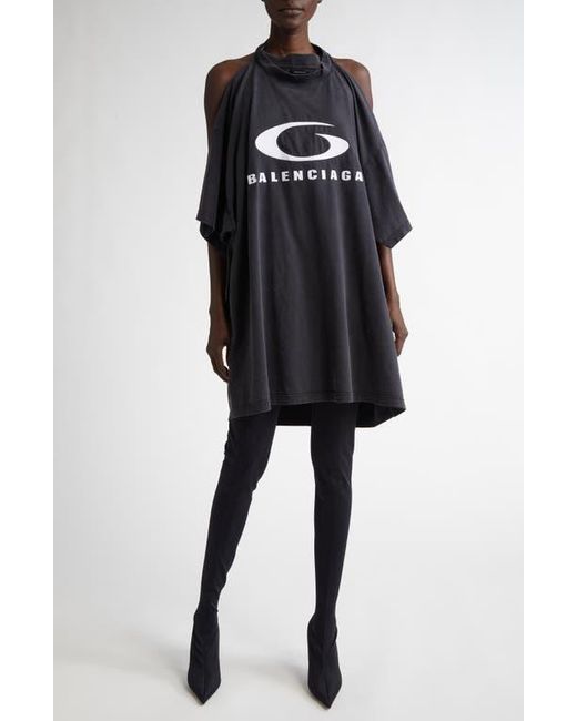 Balenciaga Pulled Halter T-Shirt Dress in Black | Lyst