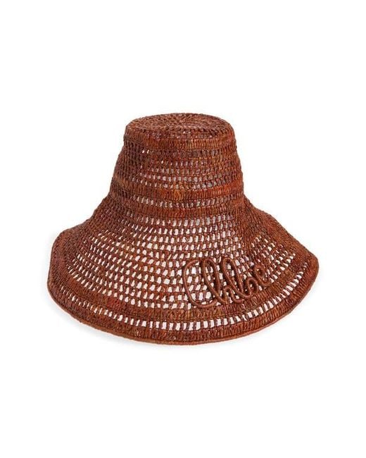Chloé Brown Raffia Capeline Hat