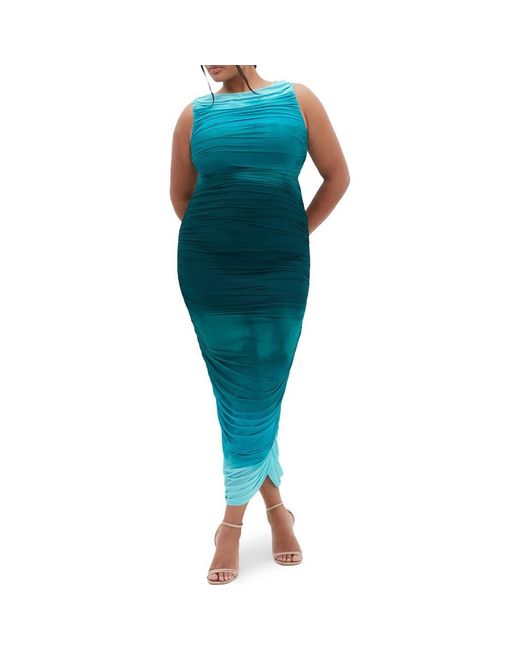 blue floral ruched midi dress Halo Square Neck Sequin Maxi Gown | Blue | Debs & Prom main image 1