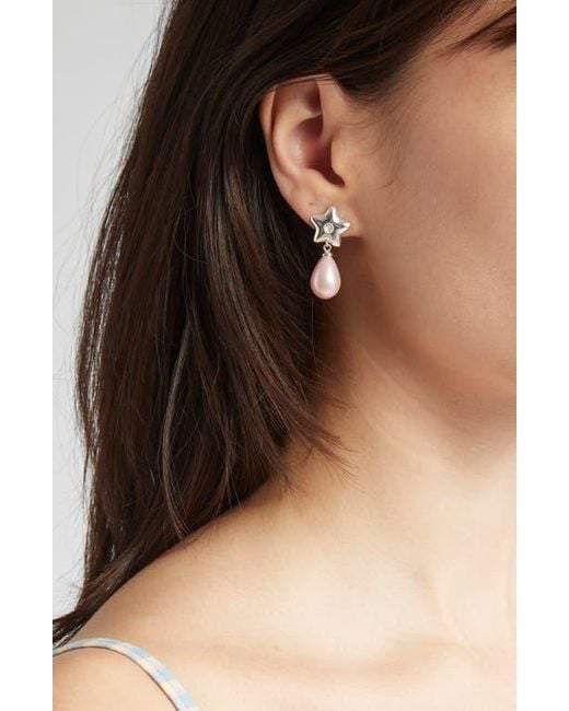 Sandy Liang Cloverdale 2.0 ピアス 関税送料込 Sandy Liang Cloverdale 2.0 Pearl Drop Earrings in White | Lyst