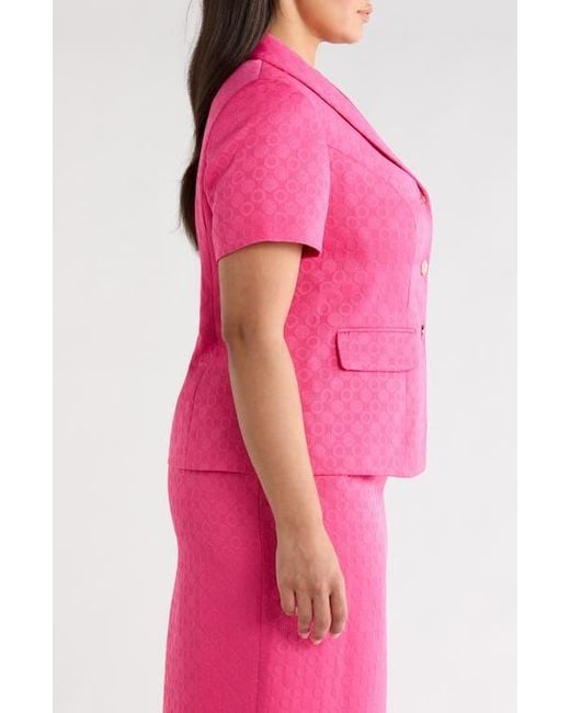 Kasper Pink Jacquard Three-Button Jacket