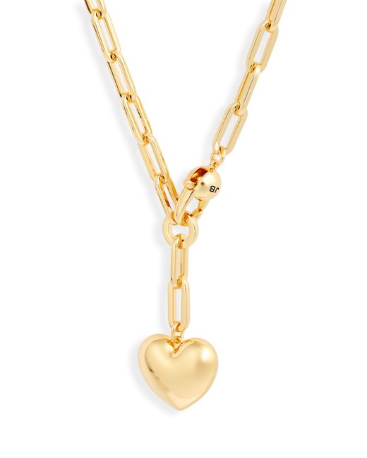 Jenny Bird Metallic Puffy Heart Charm Paper Clip Chain Necklace